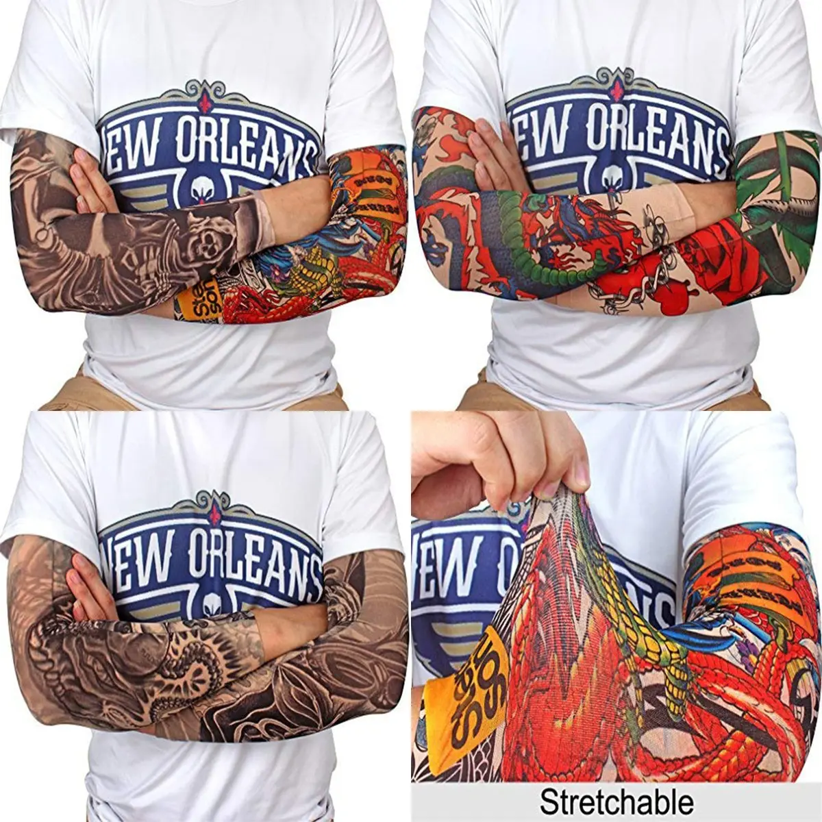 YARIEW Temporary Tattoo Sleeves for Men Arm Sleeves | Sun Protection & Party Decor (115 characters) - view 2