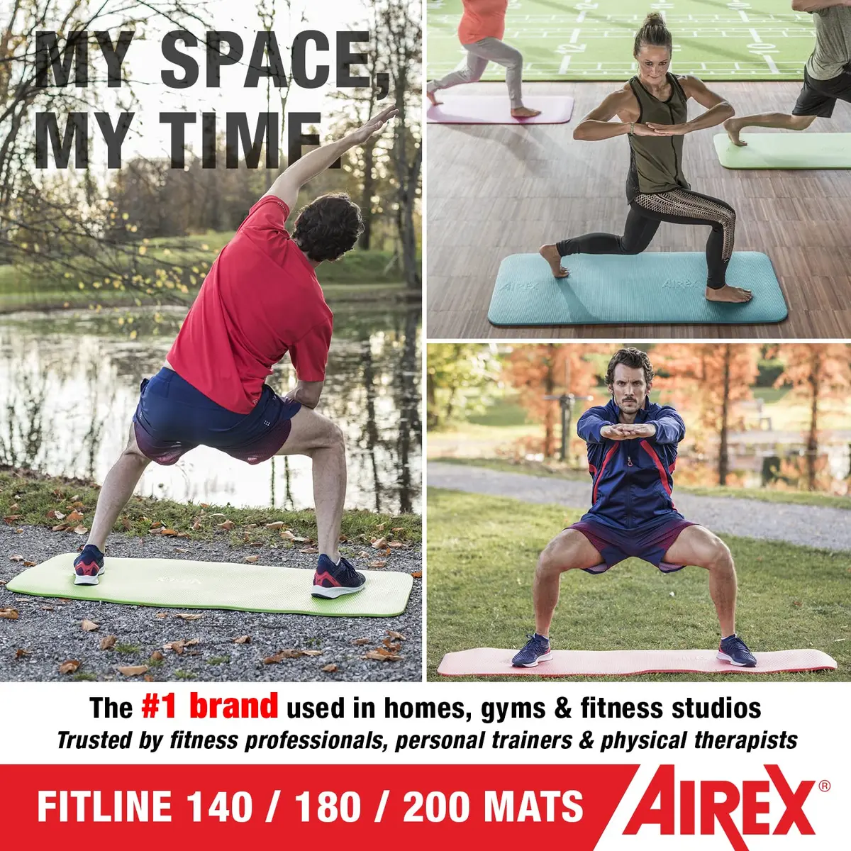 AIREX Fitline 140 Premium Exercise Mat 56" x 23" Lime | Non-Slip, Water-Resistant Foam for Home & Water Workouts - view 4