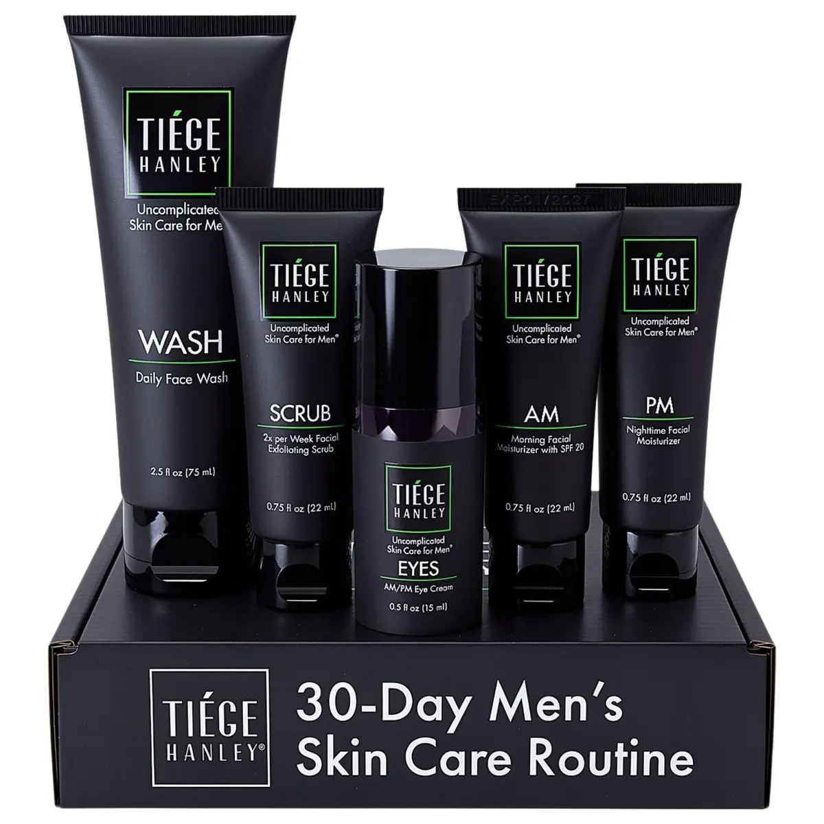 Tiege Hanley Advanced Men's Skin Care Set, 30-Day, 5 Piece Kit | Hydrate, Protect & Refresh - main product image