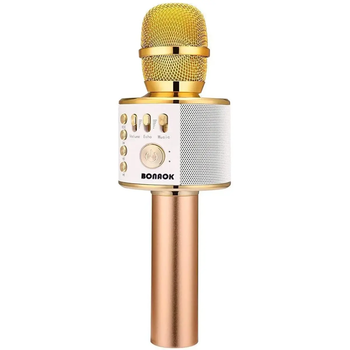 BONAOK Q37 Gold Wireless Bluetooth Karaoke Microphone with Built-in Speaker for Smartphones & Parties - main product image