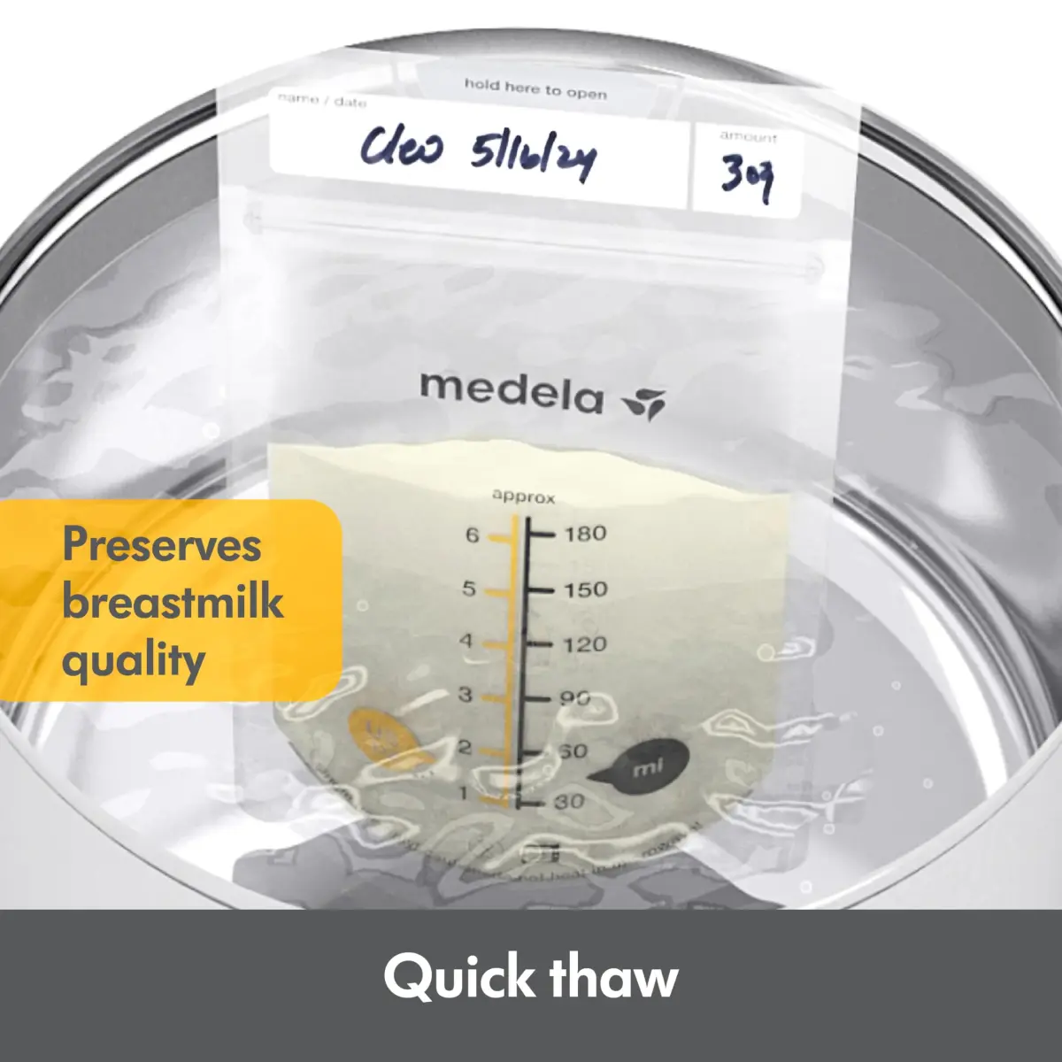 Medela Breast Milk Storage Bags, 100 Count, 180ml (6 Fl Oz) | Hygienically Pre-Sealed for Safe Breastmilk Storage - view 3