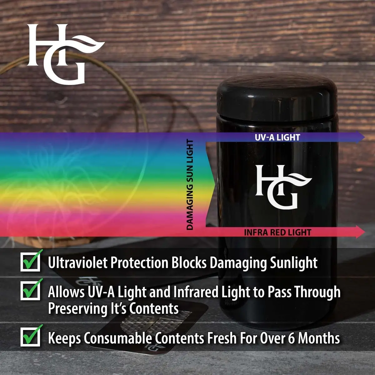 Herb Guard 500ml Airtight Glass Jar Set | UV Protection Keeps Goods Fresh for Months - view 4