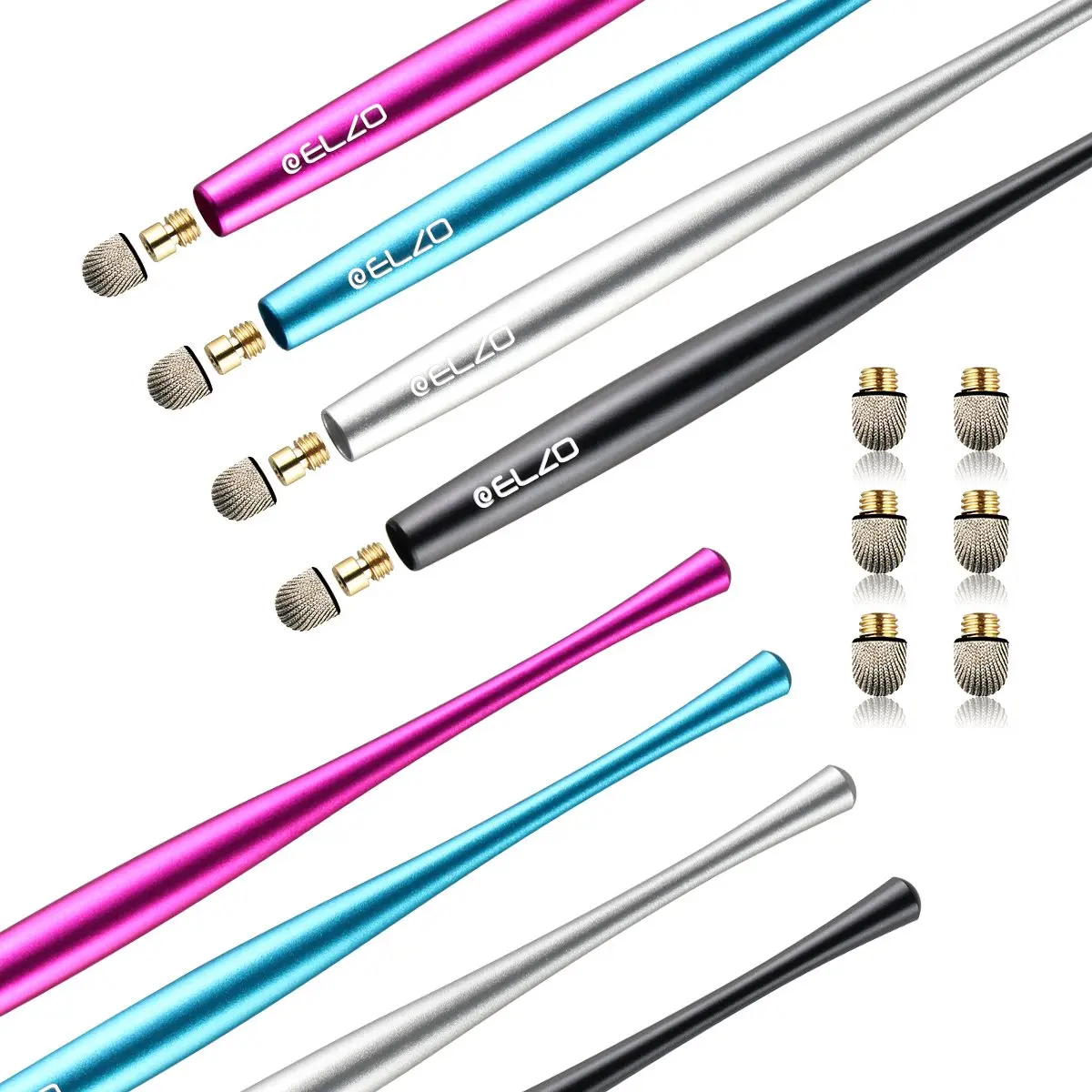 ELZO Capacitive Stylus Pens Premium Metal Slim Combo 4 Pcs Tips for All Touch Screens iPad & Android Tablets DELL/Samsung/HP/Asus/Surface/Samsung/iPhone/LG - view 7