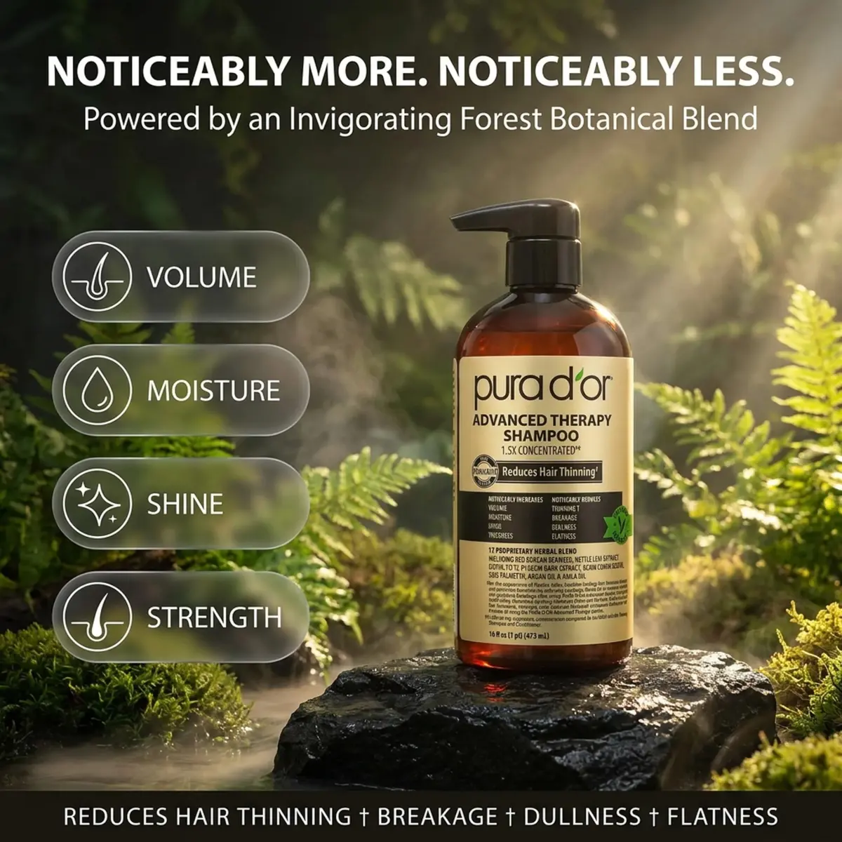 PURA D'OR Advanced Therapy Shampoo & Conditioner 473ml (16 Fl Oz) | Reduces Hair Thinning & Increases Volume - view 5