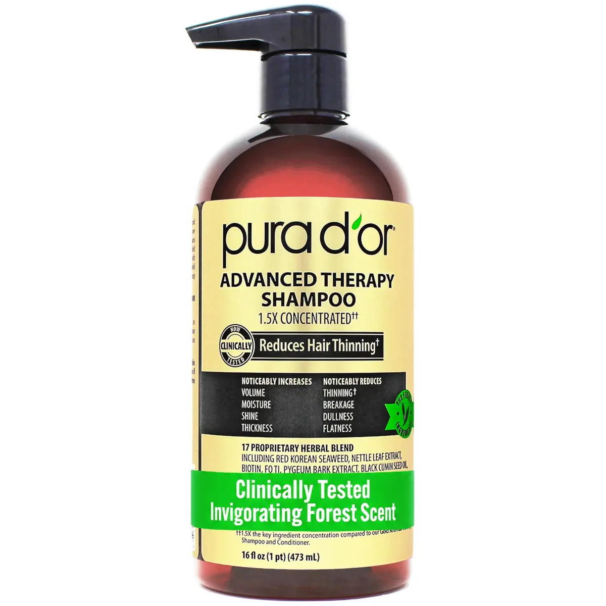 PURA D'OR Advanced Therapy Shampoo & Conditioner 473ml (16 Fl Oz) | Reduces Hair Thinning & Increases Volume - main product image
