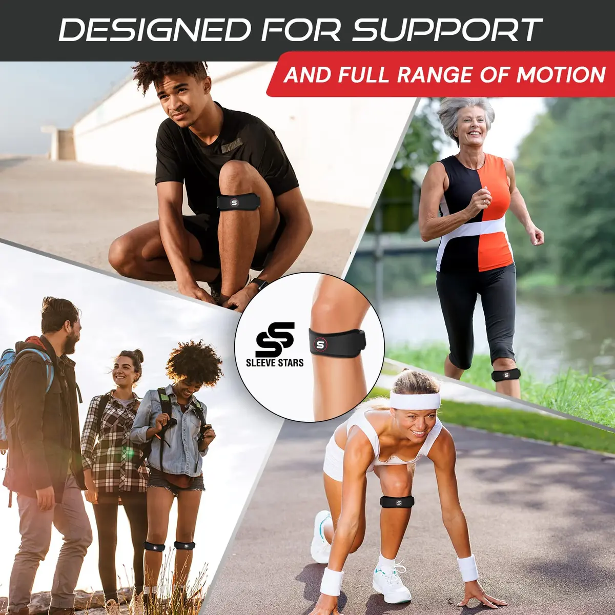 Sleeve Stars Patellar Tendon Support Strap Osgood Schlatter Knee Brace for Youth, Women & Men, Black | Adjustable Fit for Pain Relief - view 5