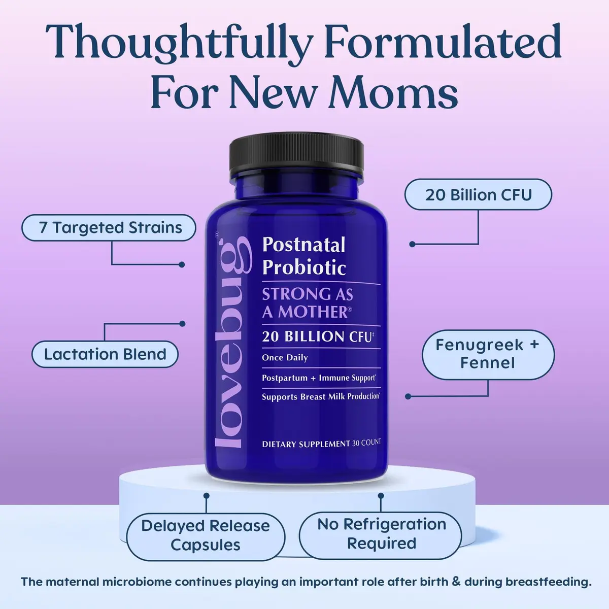 LOVEBUG Postnatal Probiotic & Lactation Blend for Breastfeeding, 30 Count | Supports Milk Supply & Gut Health - view 4