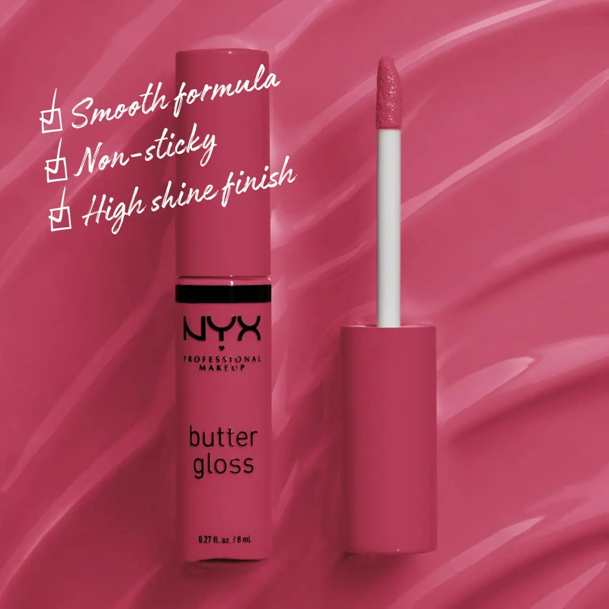 NYX PROFESSIONAL MAKEUP Butter Gloss Bling Lip Gloss - 32 Strawberry Cheesecake (Warm Pink), 7.65 ml - view 2