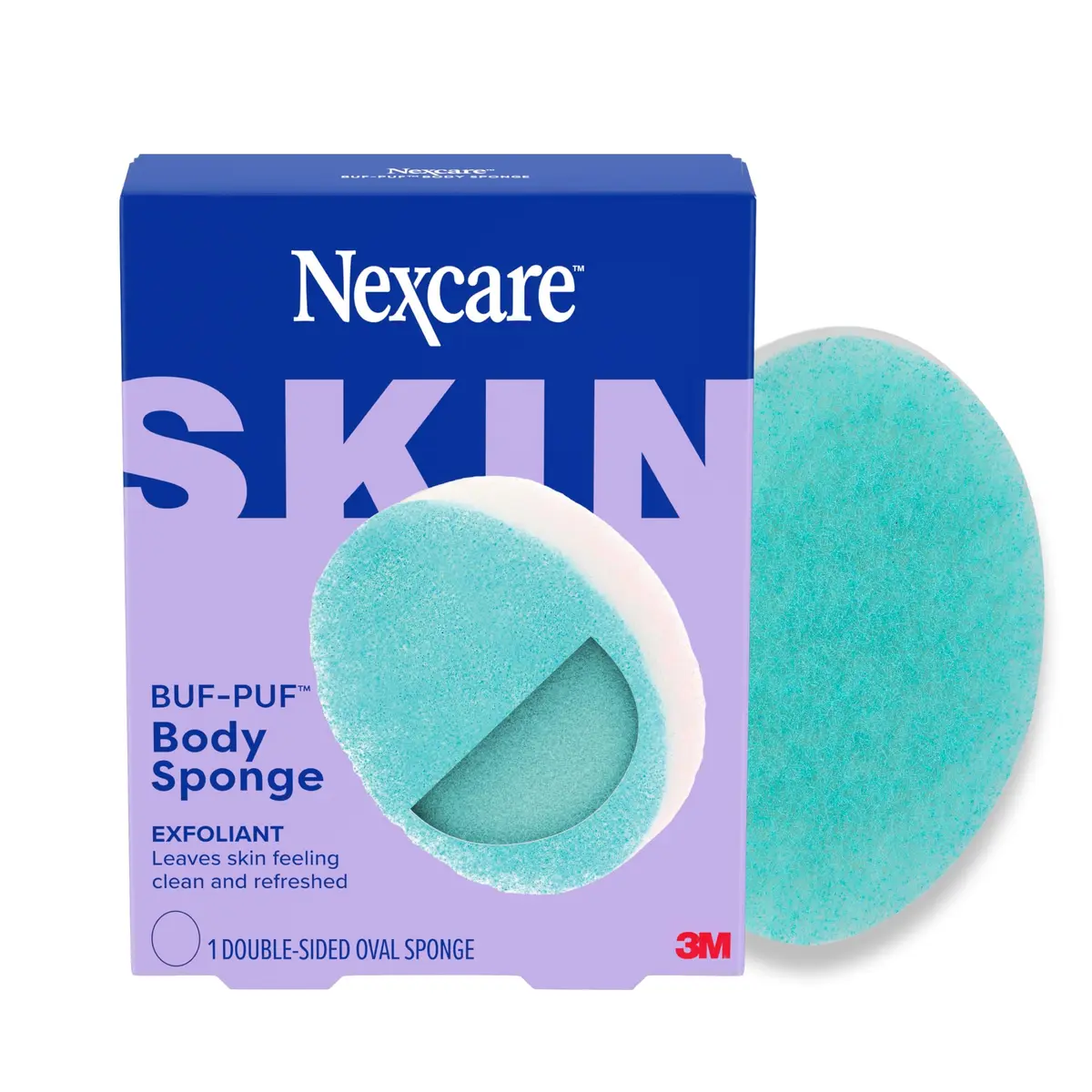 Nexcare BUF-PUF Body Sponge Exfoliating 1 Sponge | Dermatologist-Tested for Gentle Deep-Cleaning - main product image