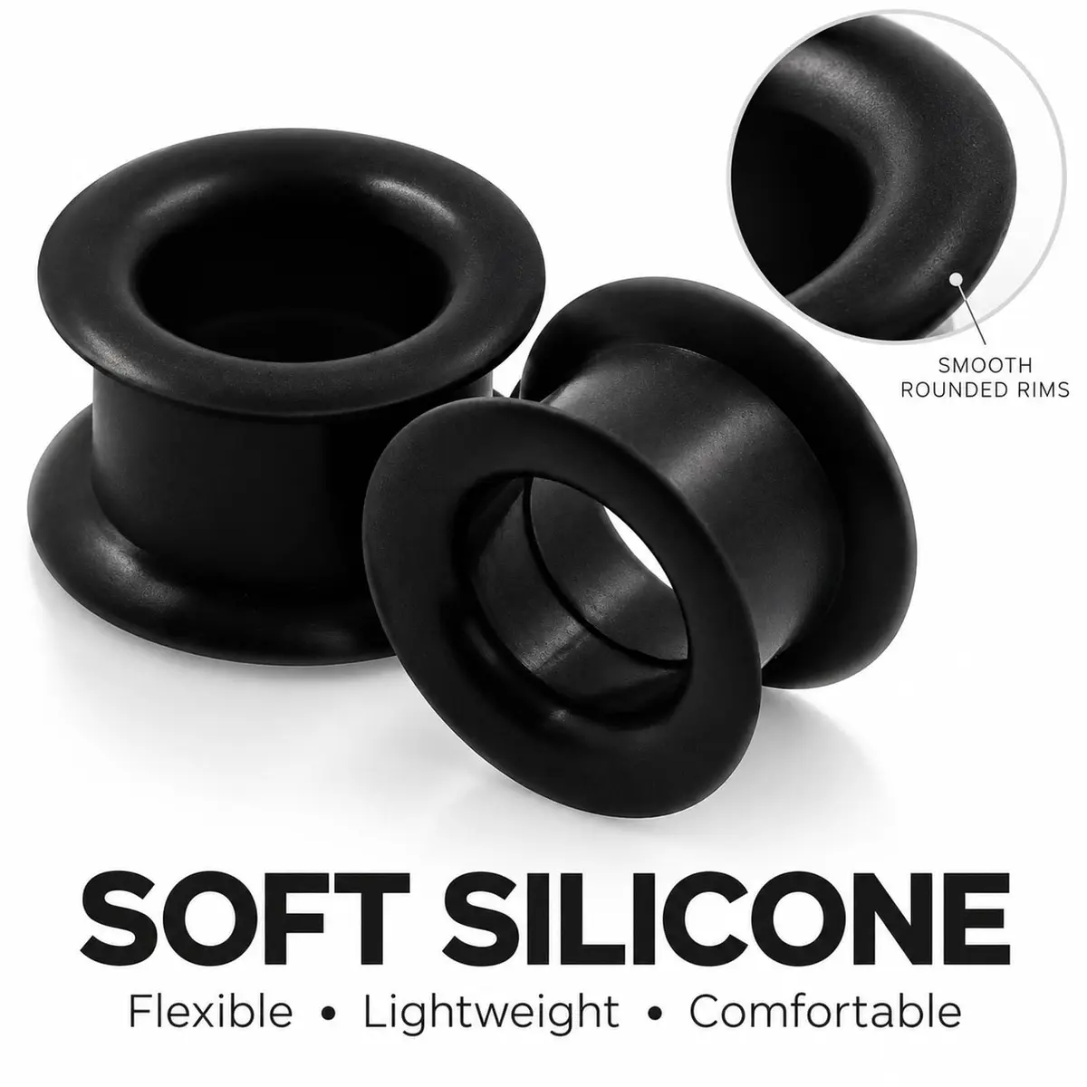 Oyaface Black Silicone Ear Tunnels 16mm | Hypoallergenic, Flexible & Stylish (70-120 chars) - view 5