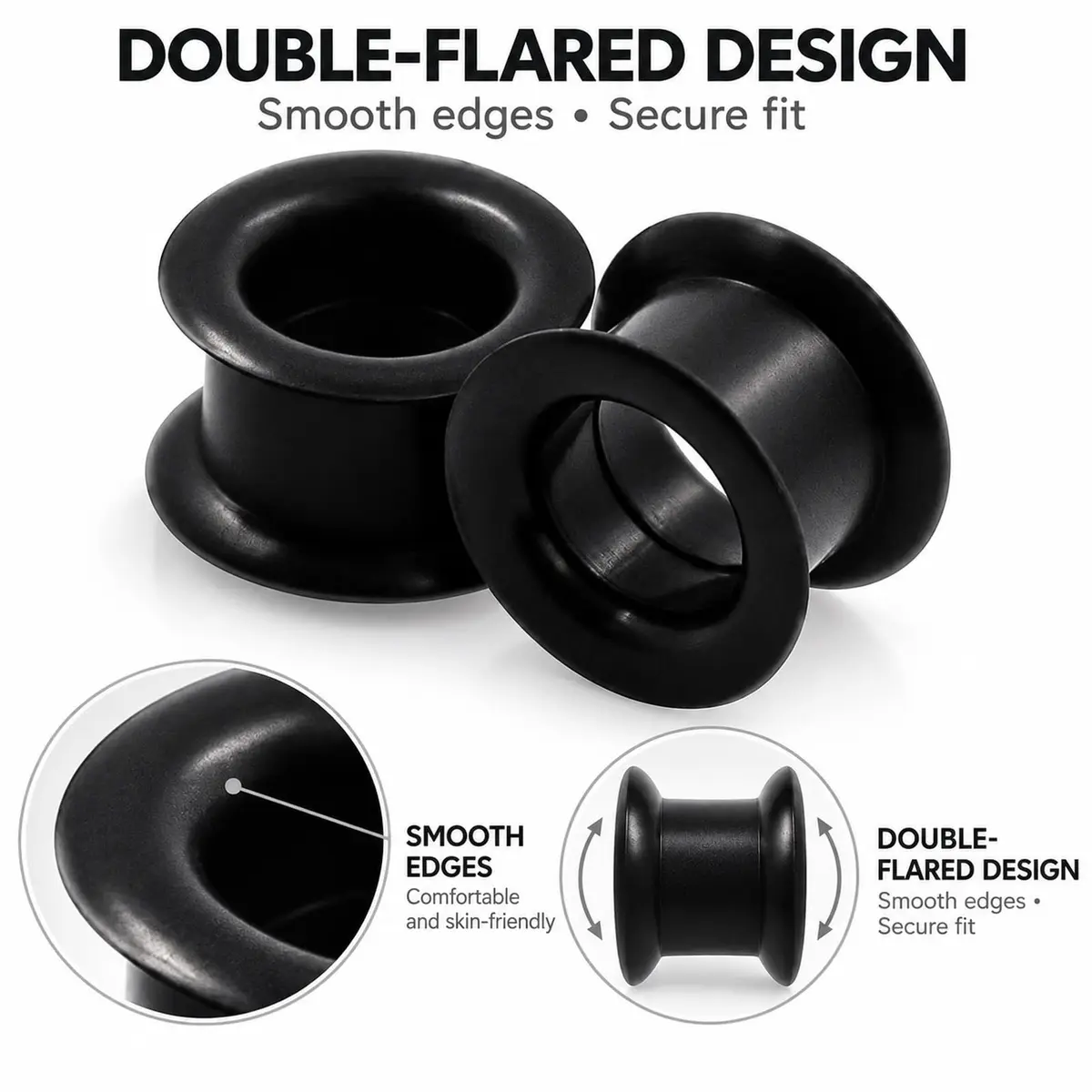 Oyaface Black Silicone Ear Tunnels 16mm | Hypoallergenic, Flexible & Stylish (70-120 chars) - view 4
