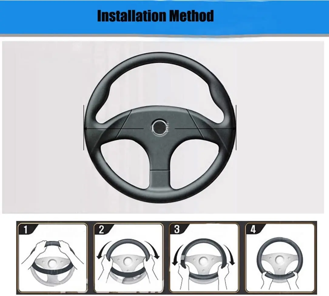 Valleycomfy Steering Wheel Cover 15 inch | Genuine Leather, Heavy Duty, Universal Fit - view 4