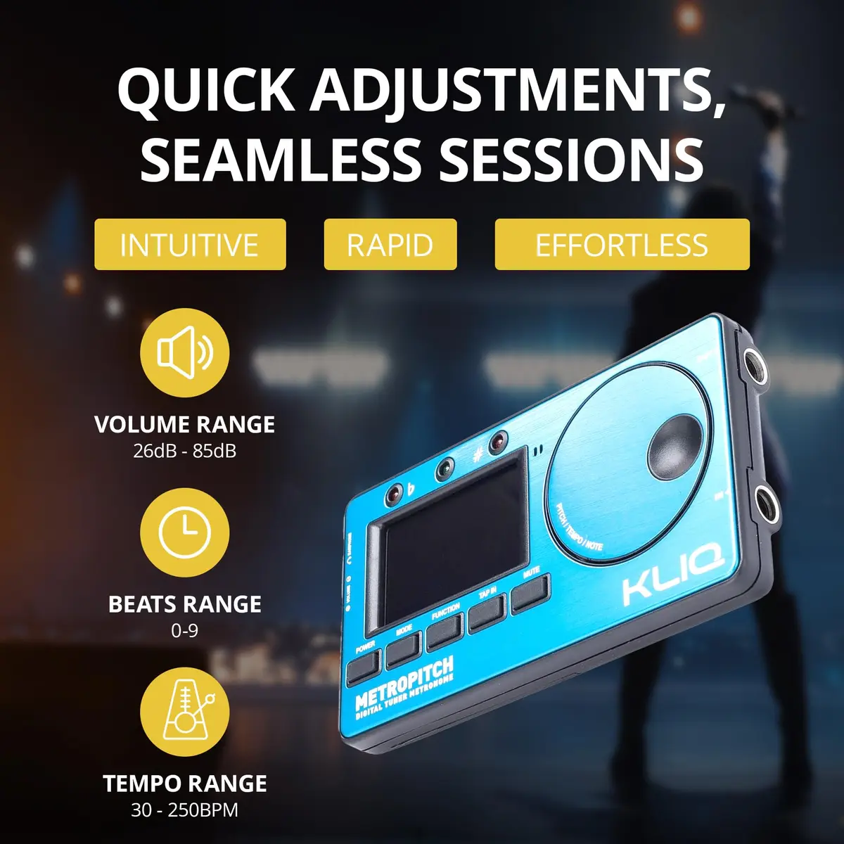 KLIQ MetroPitch Digital Metronome & Tuner for Piano, Guitar & Bass | 3-in-1 Pocket Device with Accurate Tuning & Timing - view 5
