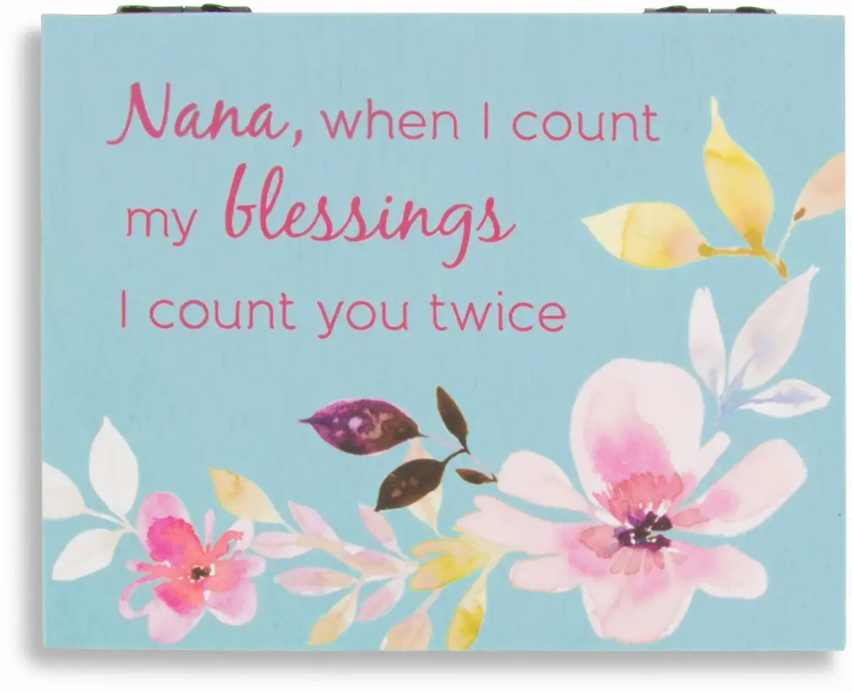 Pavilion Gift Company Nana, When I Count My Blessings I Count You Twice Blue Floral Jewelry Box | Decorative Box for Home Décor - view 6
