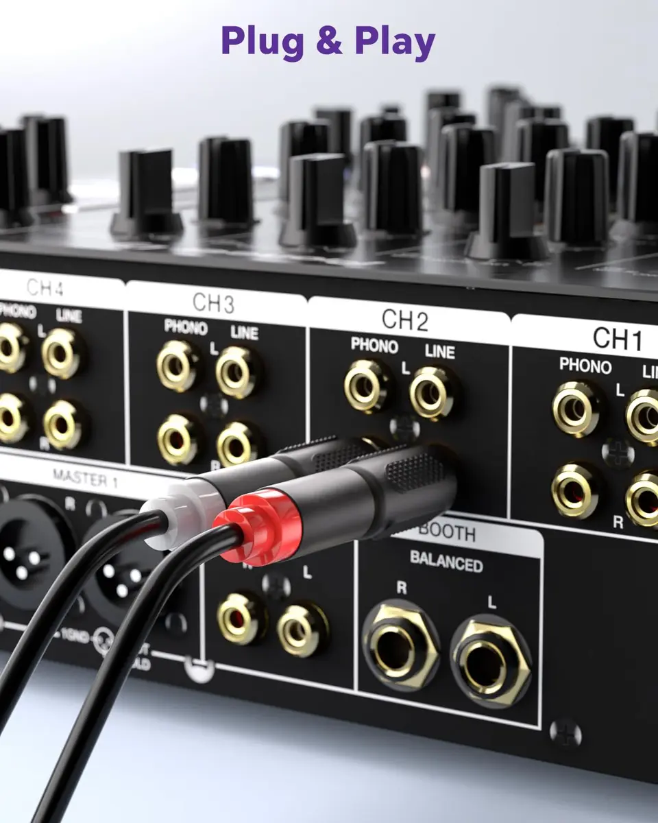 VCE RCA Female to 6.35mm Mono Male Audio Adapter Converter, Black, 6-Pack | Connect Audio Devices Seamlessly - view 7