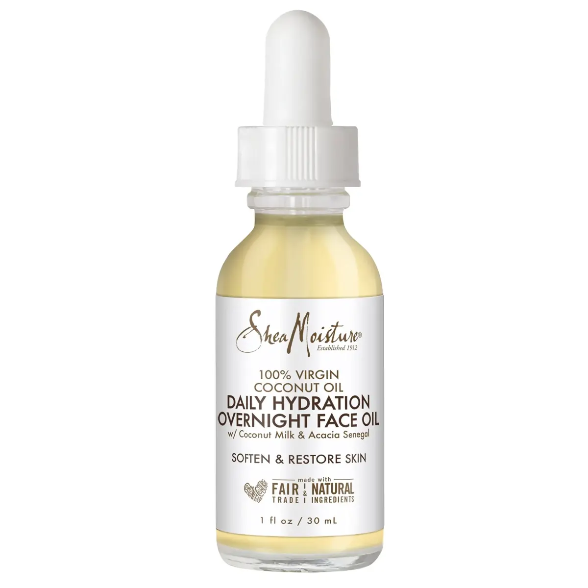SheaMoisture 100% Virgin Coconut Oil Overnight Face Oil 30ml (1 Fl Oz) | Hydrates & Renews Skin - main product image
