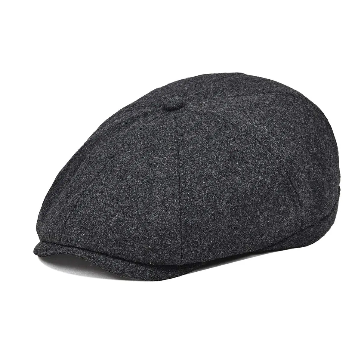 VOBOOM Men's Wool Blend 8 Panel Newsboy Cap Tweed Hat Grey | Vintage Herringbone Style - main product image