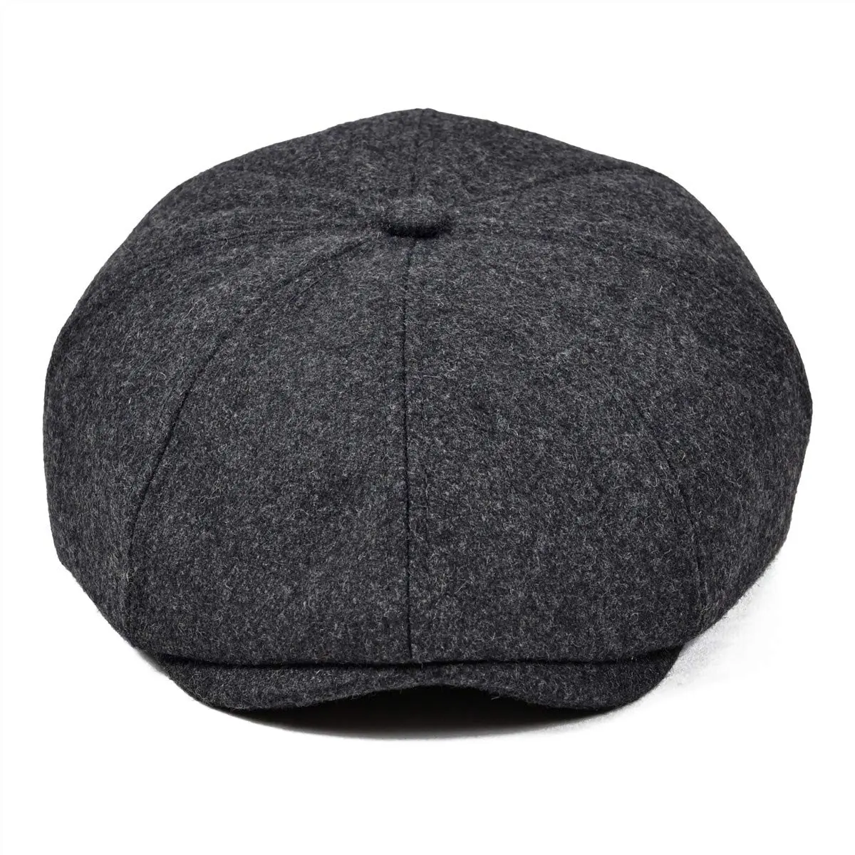 VOBOOM Men's Wool Blend 8 Panel Newsboy Cap Tweed Hat Grey | Vintage Herringbone Style - view 2