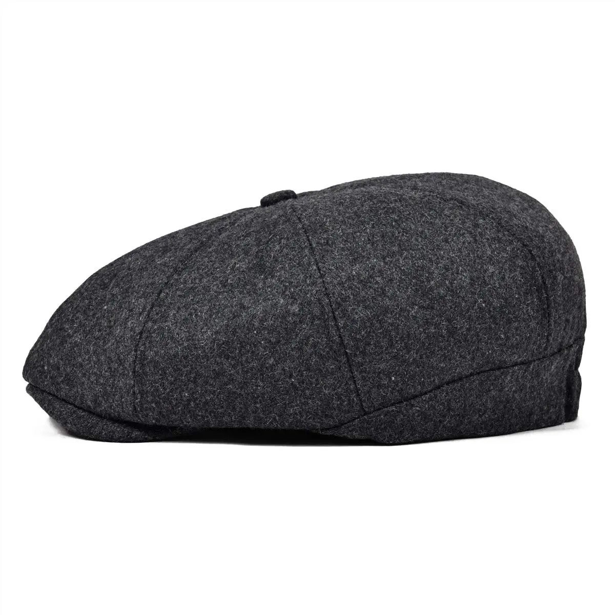 VOBOOM Men's Wool Blend 8 Panel Newsboy Cap Tweed Hat Grey | Vintage Herringbone Style - view 3