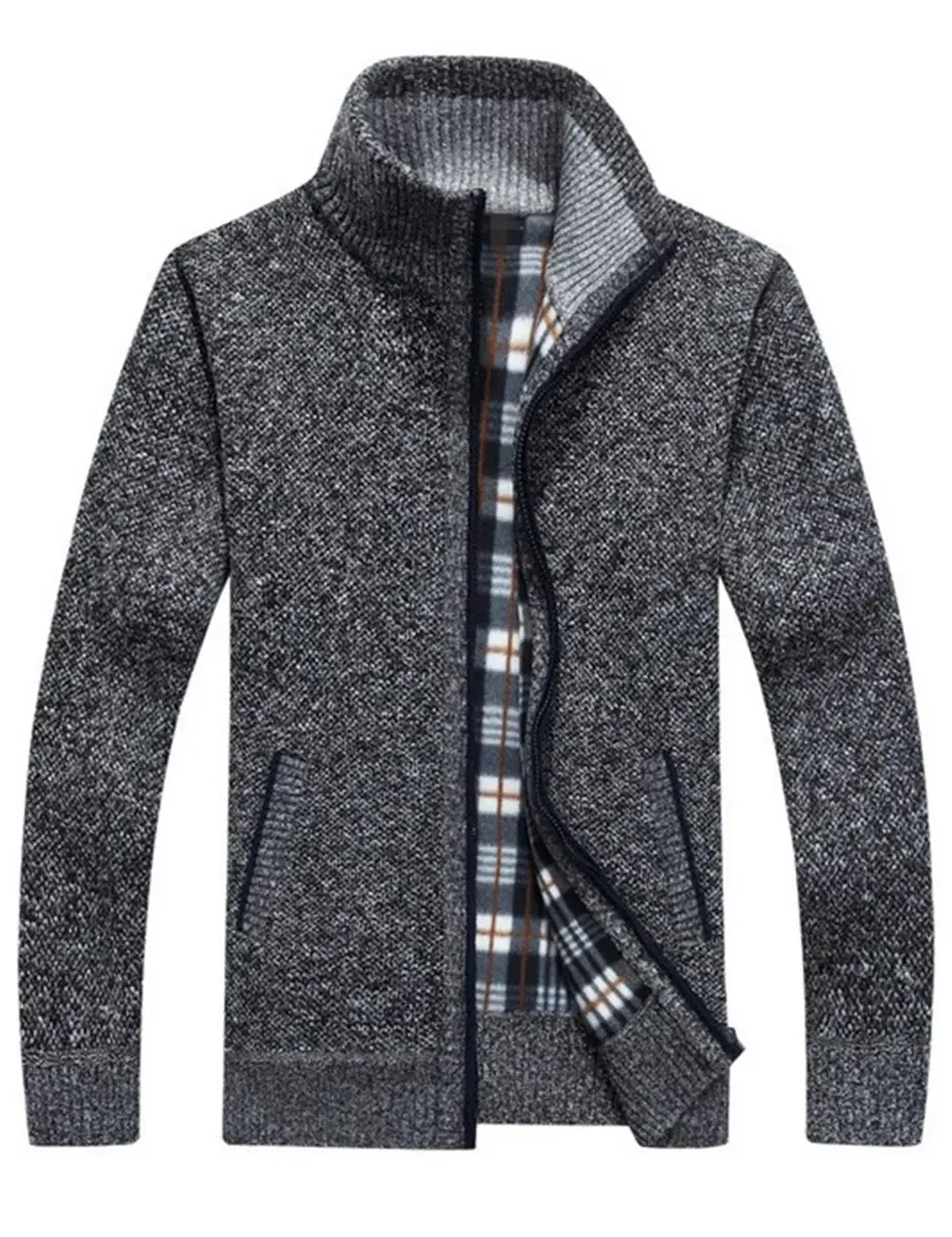 Yeokou Slim Fit Zip Up Casual Knitted Cardigan Sweater with Pockets (Small, Dark Grey) | Soft Cashmere Blend, Full-Zip, Regular Fit - view 6