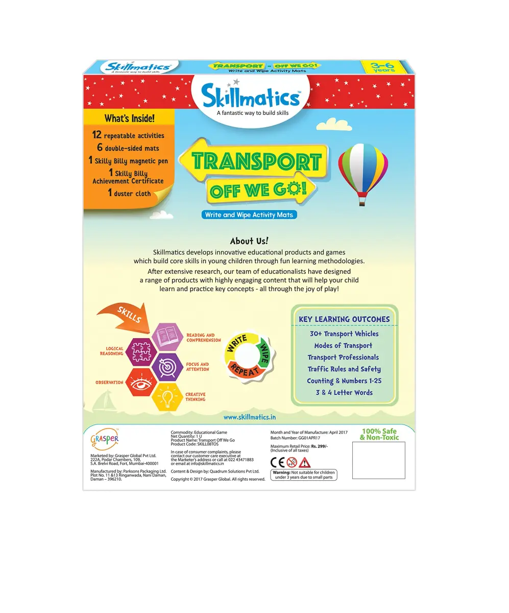 Skillmatics Transport Off We Go! Reusable Activity Mats with Dry Erase Marker | Ages 3-6 - view 3