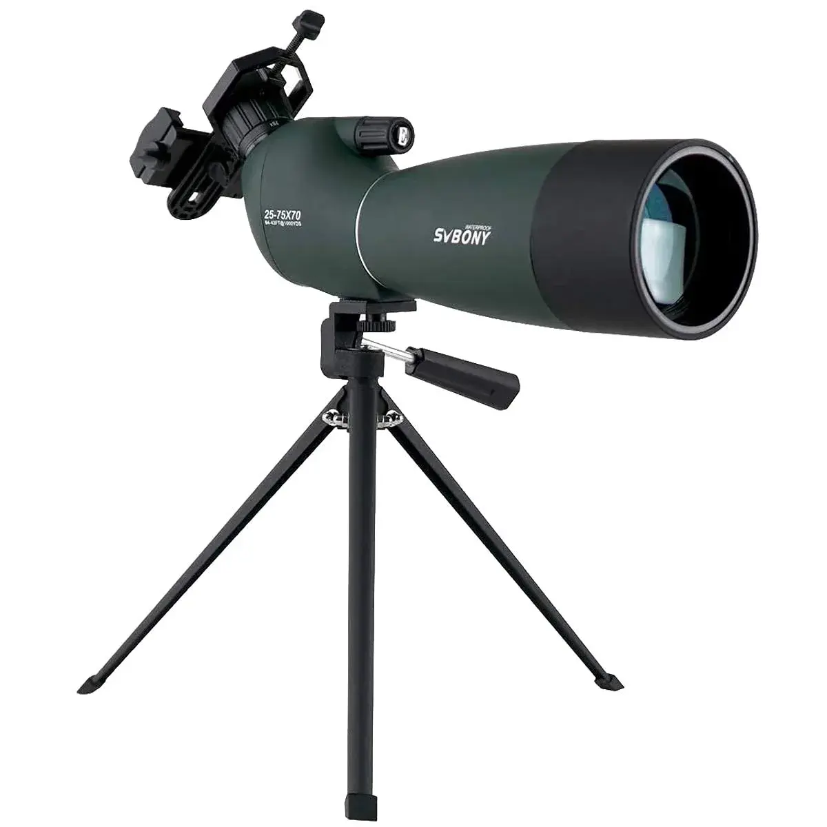 SVBONY SV28 Angled Spotting Scope 25-75x70mm with Tripod & Phone Adapter | Target Shooting Optics - main product image