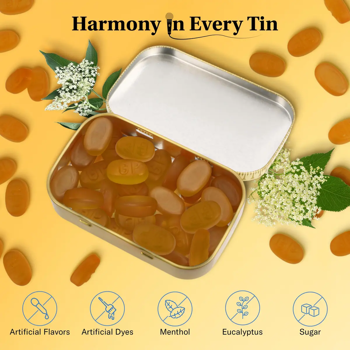 GRETHER'S Sugarfree Elderflower Pastilles 60g (2.1 oz) | Swiss Dry Mouth Comfort for Singers - view 2