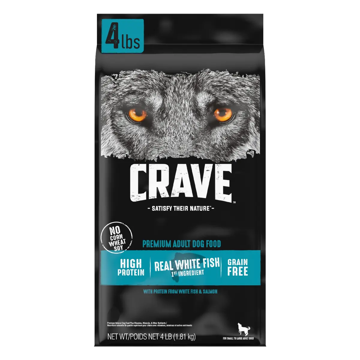 CRAVE Grain Free High Protein Adult Dry Dog Food, White Fish & Salmon, 4 lb. Bag | Protein-Rich, Grain-Free Nutrition for Dogs - main product image