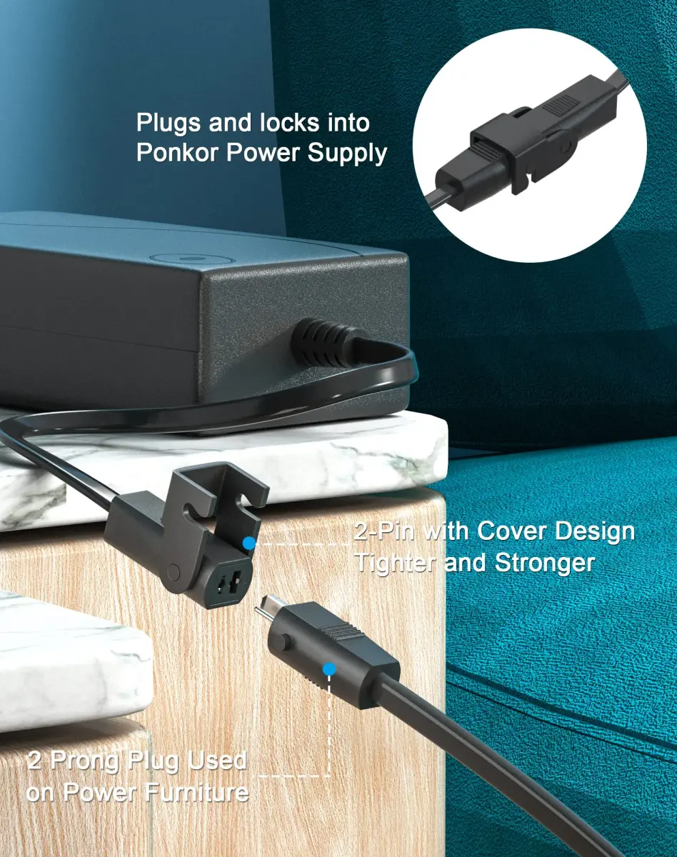 Ponkor 29V/24V 2A Power Supply Adapter with AC Cord | Universal Recliner Replacement - view 3