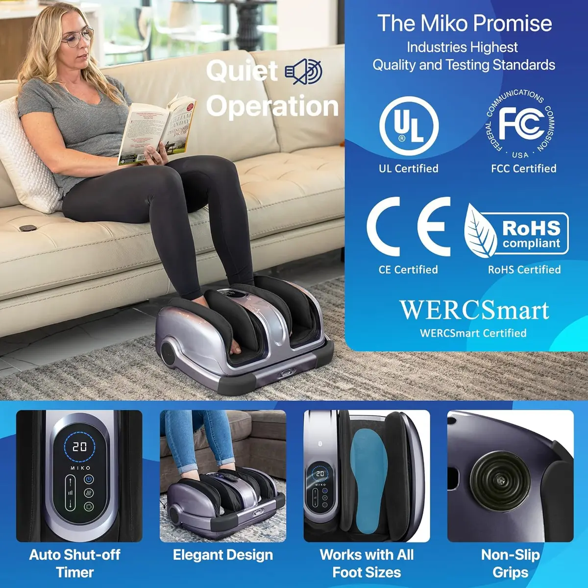 MIKO Shiatsu Foot Massager with Heat and Deep Kneading | Deep Tissue Relief & Circulation Boost - view 6