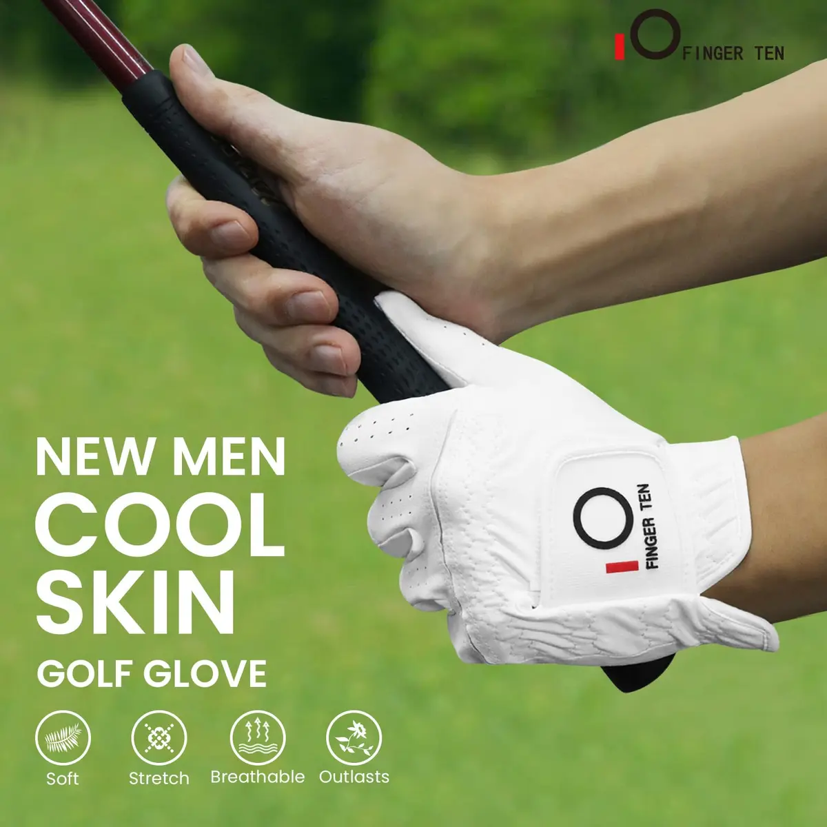 FINGER TEN All Weather Grip Golf Gloves Men 3 Pack (White, Medium, Left) | Wet & Dry Performance - view 7