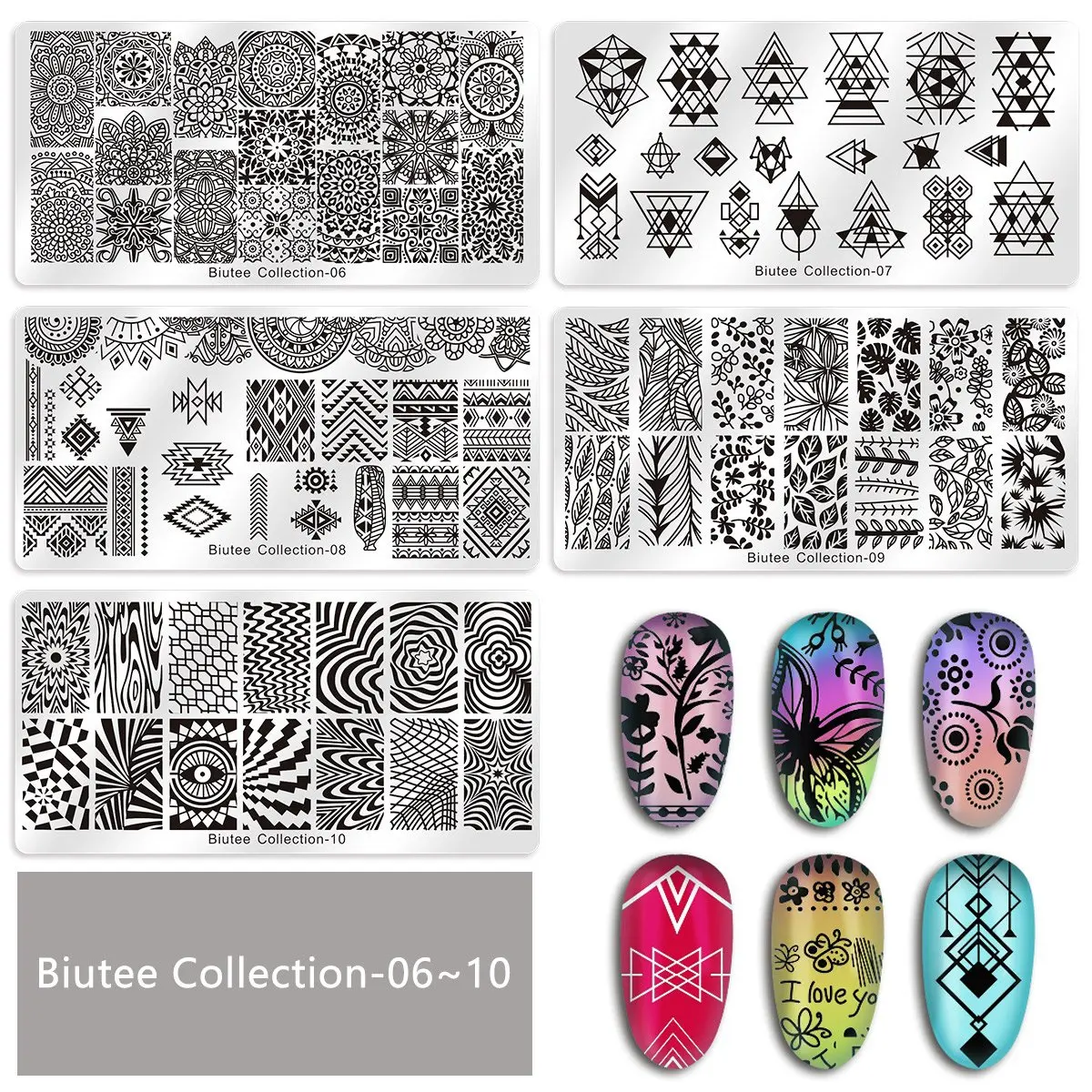 Biutee 19pcs Nail Art Stamping Plates Set with Stamper & Scraper | 15 Plates for Leaves, Flowers, Animals - view 3