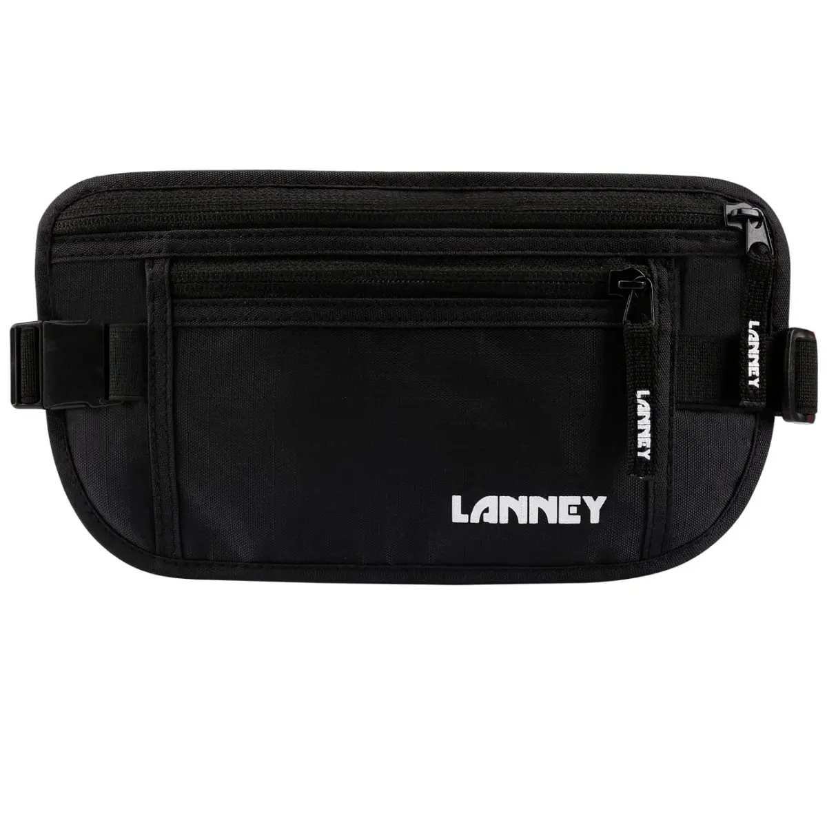 LANNEY Slim RFID Blocking Travel Money Belt with 2 RFID Sleeves | Hidden Passport Holder for Cash & Documents (Black, Unisex) - main product image