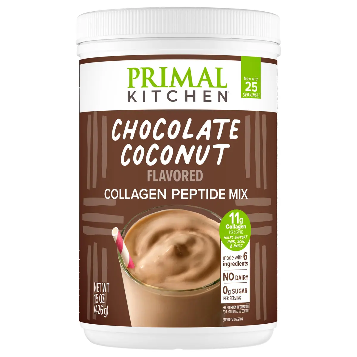 Primal Kitchen Chocolate Coconut Collagen Fuel Drink Mix 15oz (425g) | 11g Collagen Peptides Per Serving - main product image