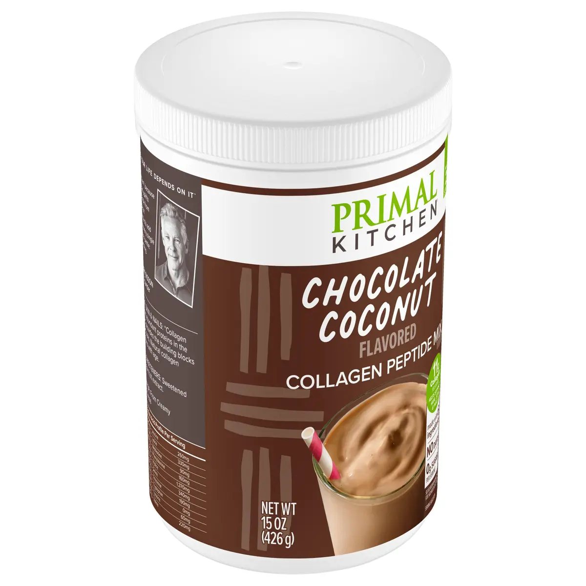 Primal Kitchen Chocolate Coconut Collagen Fuel Drink Mix 15oz (425g) | 11g Collagen Peptides Per Serving - view 7