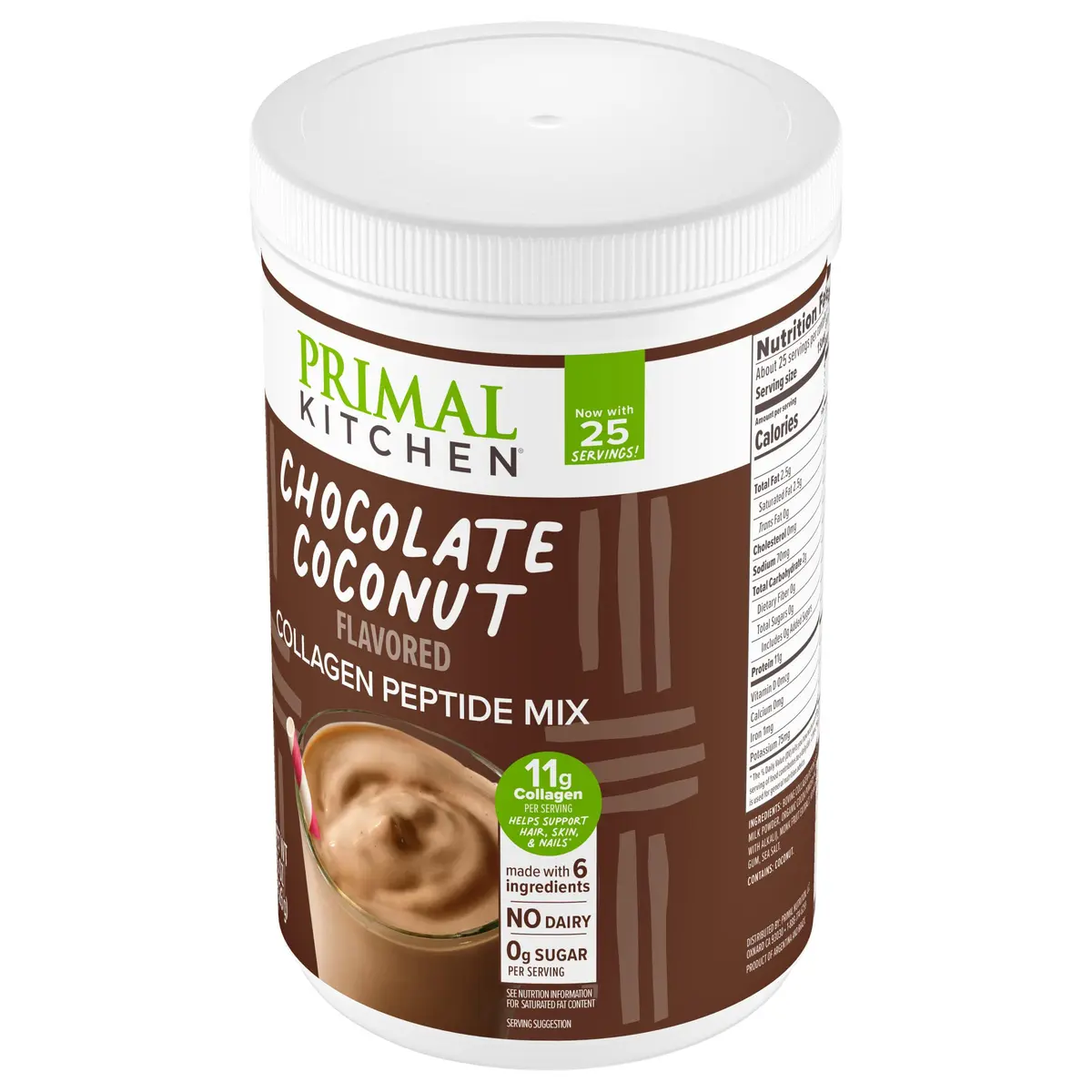 Primal Kitchen Chocolate Coconut Collagen Fuel Drink Mix 15oz (425g) | 11g Collagen Peptides Per Serving - view 8