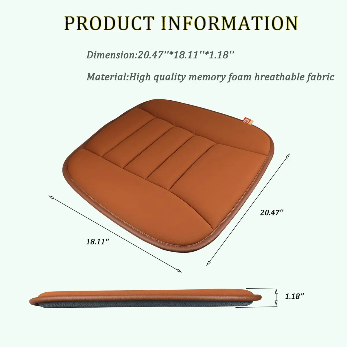 RaoRanDang Car Seat Cushion Pad with Memory Foam | 54cm x 46cm x 3cm (21.3" x 18.5" x 1.2") - view 2