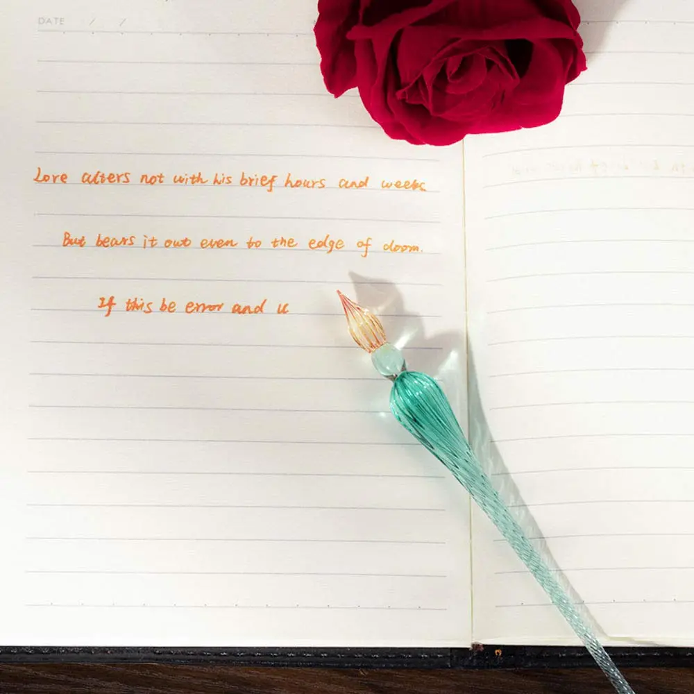 molshine Handmade Glass Dip Pen Crystal Calligraphy Pen Signature Dipped Pen for Artist Women Men Teens,Writing Drawing Decoration Gifts (Ice green) | Elegant Glass Calligraphy - view 4