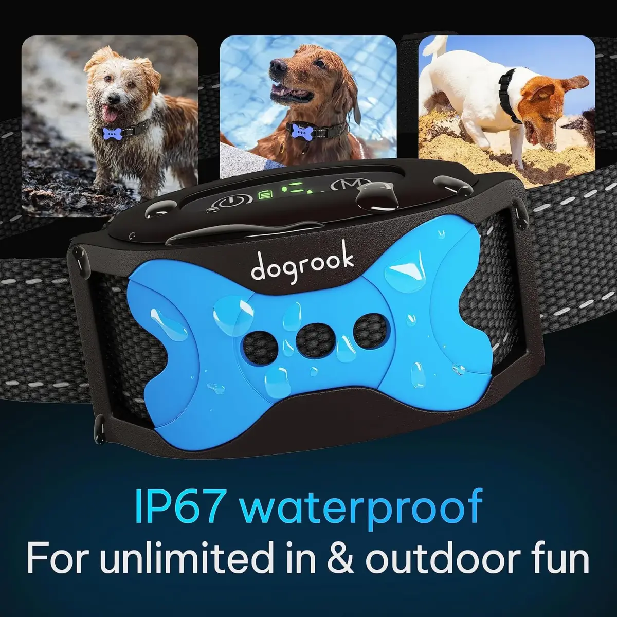 DogRook Humane Rechargeable Bark Collar for Dogs | 11-110lb, 9-22in Neck, Waterproof, Vibration & Beep - view 2