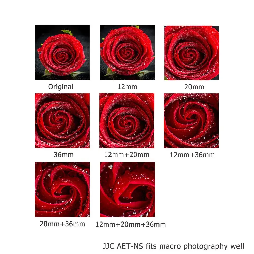 JJC Auto Focus Macro Extension Tube Set for Nikon F Camera & Lens | 12mm, 20mm, 36mm Tubes - view 5
