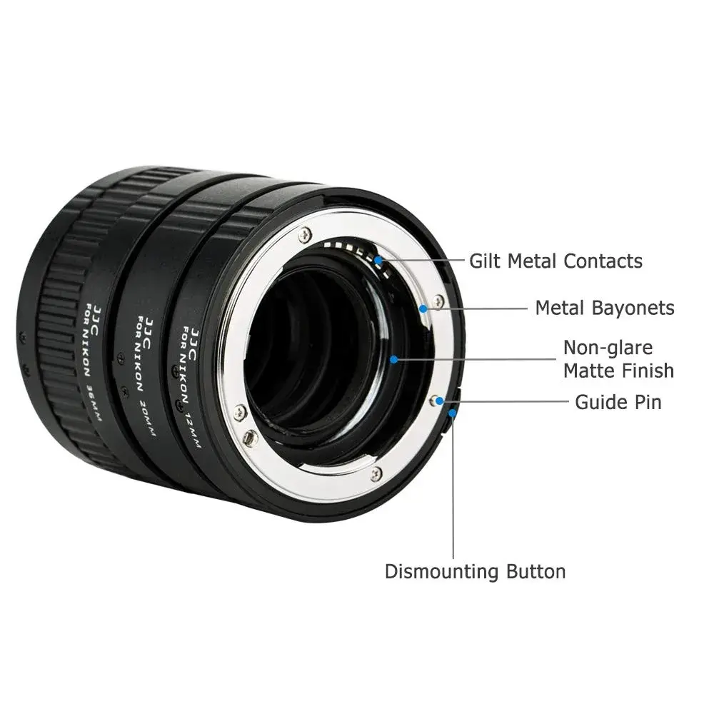 JJC Auto Focus Macro Extension Tube Set for Nikon F Camera & Lens | 12mm, 20mm, 36mm Tubes - view 2