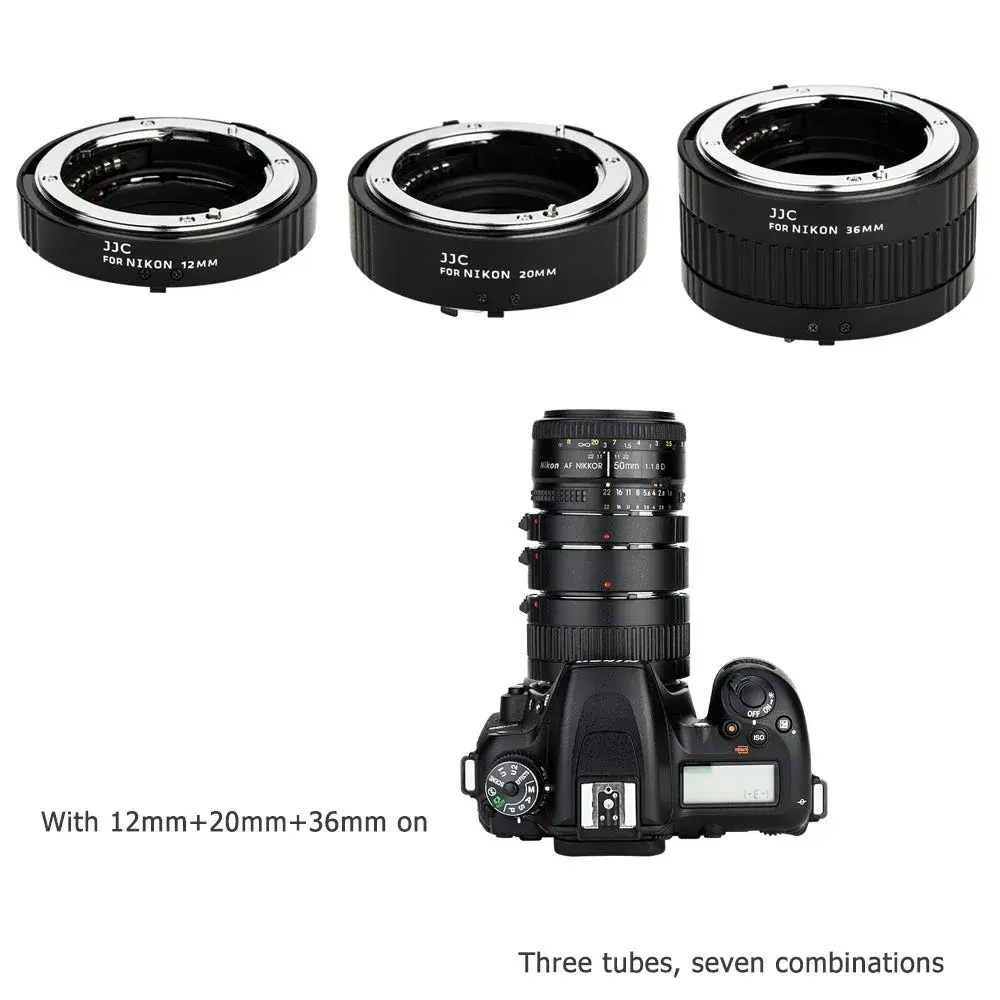 JJC Auto Focus Macro Extension Tube Set for Nikon F Camera & Lens | 12mm, 20mm, 36mm Tubes - view 4