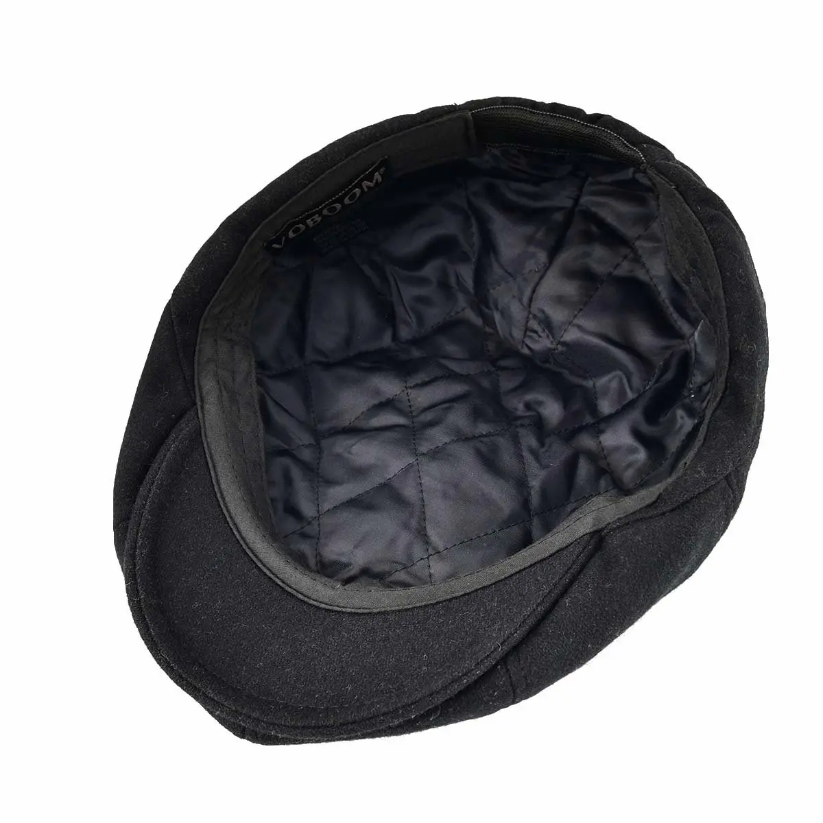 VOBOOM Men's Wool Blend 8 Panel Newsboy Cap Tweed Hat (Black) 57-60cm | Vintage Style for Cool Weather - view 5