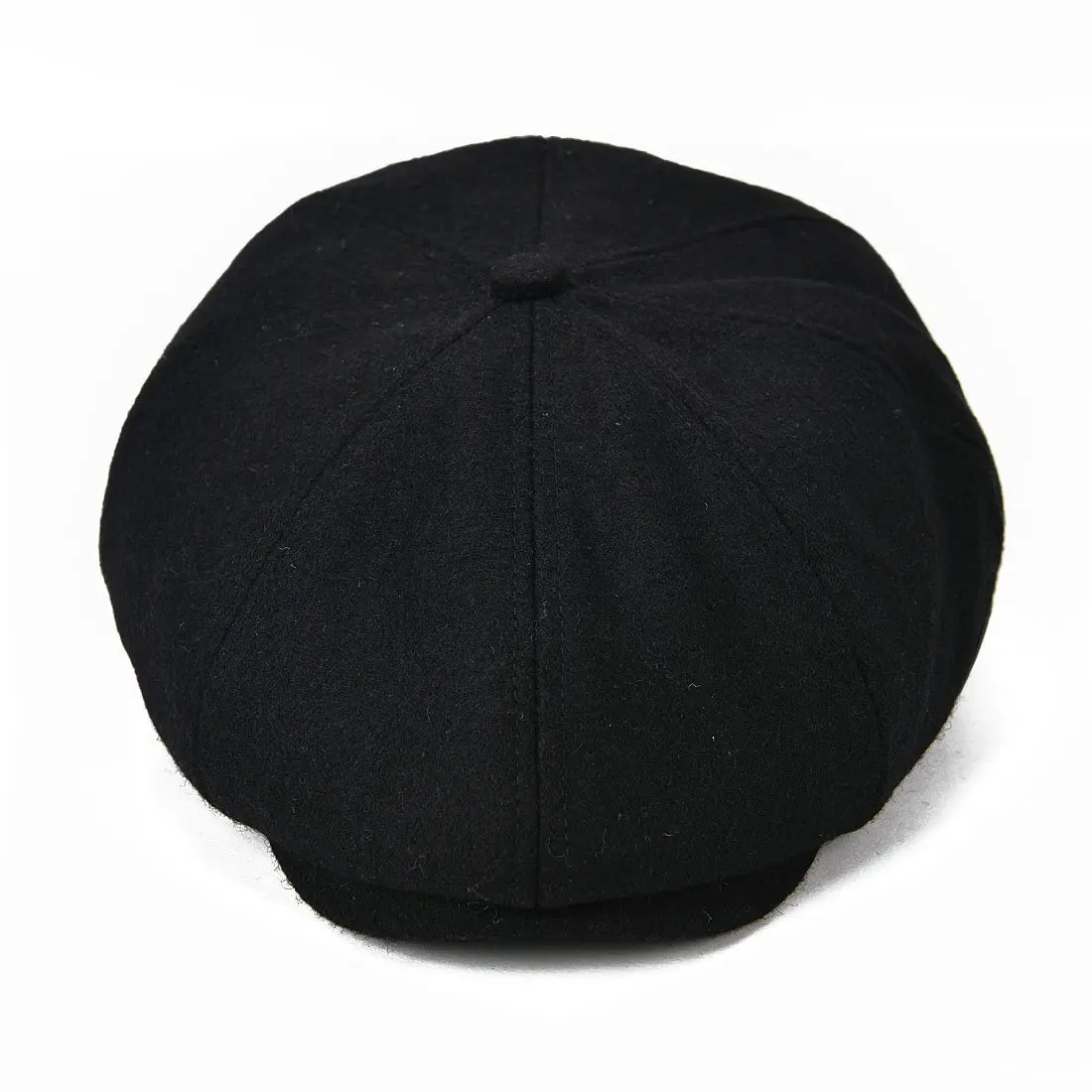 VOBOOM Men's Wool Blend 8 Panel Newsboy Cap Tweed Hat (Black) 57-60cm | Vintage Style for Cool Weather - view 2