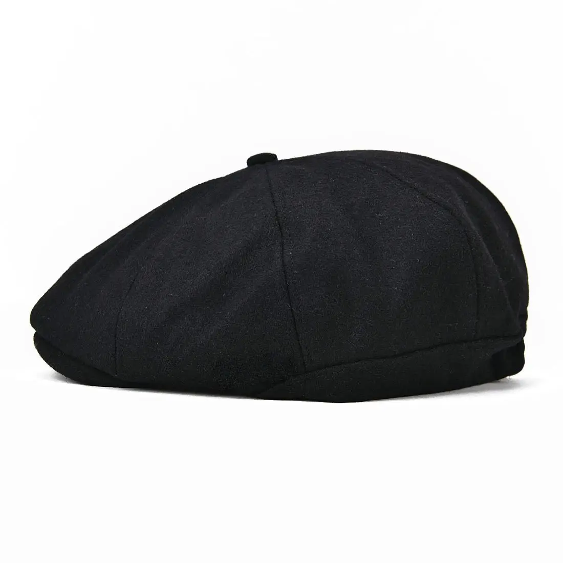 VOBOOM Men's Wool Blend 8 Panel Newsboy Cap Tweed Hat (Black) 57-60cm | Vintage Style for Cool Weather - view 4