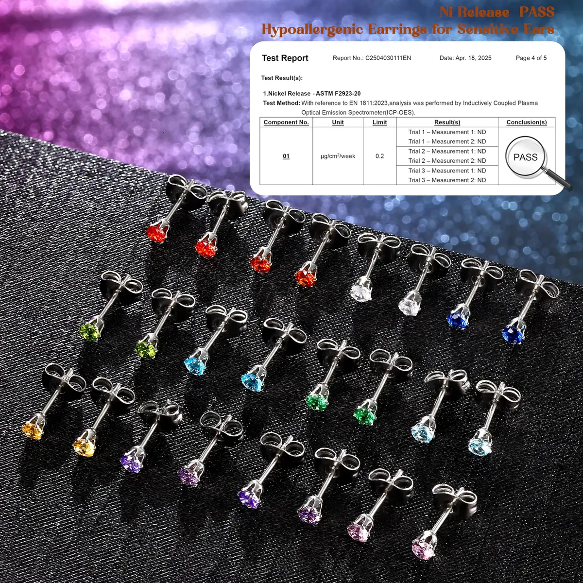 LOYALLOOK 12 Pairs Stainless Steel Cubic Zirconia Stud Earrings | Birthstone Set for Women - view 6