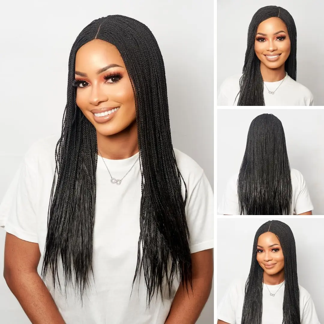 Wow Braids Micro Twist Wigs, 22 Inch Synthetic Hand Braided Wig for Black Women - main product image