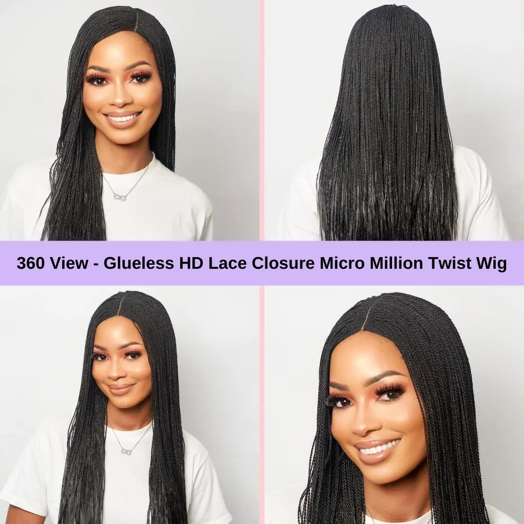 Wow Braids Micro Twist Wigs, 22 Inch Synthetic Hand Braided Wig for Black Women - view 2