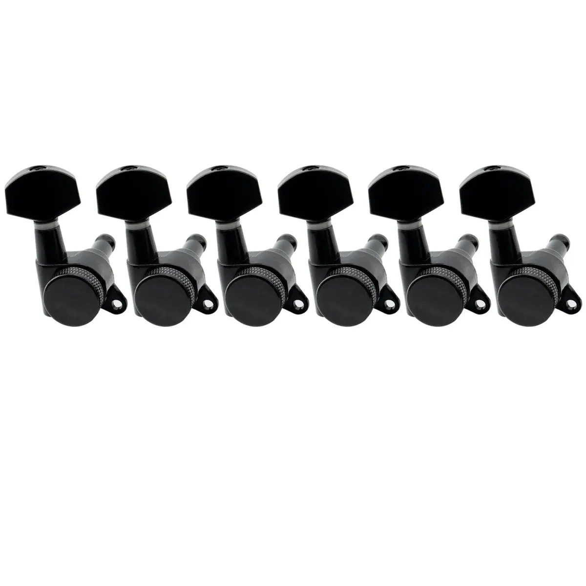 Musiclily Pro 6-in-Line Guitar Locking Tuners Tuning Pegs with 15:1 Gear Ratio, Black | Set of 6 for Strat/Tele Style Electric Guitars - main product image