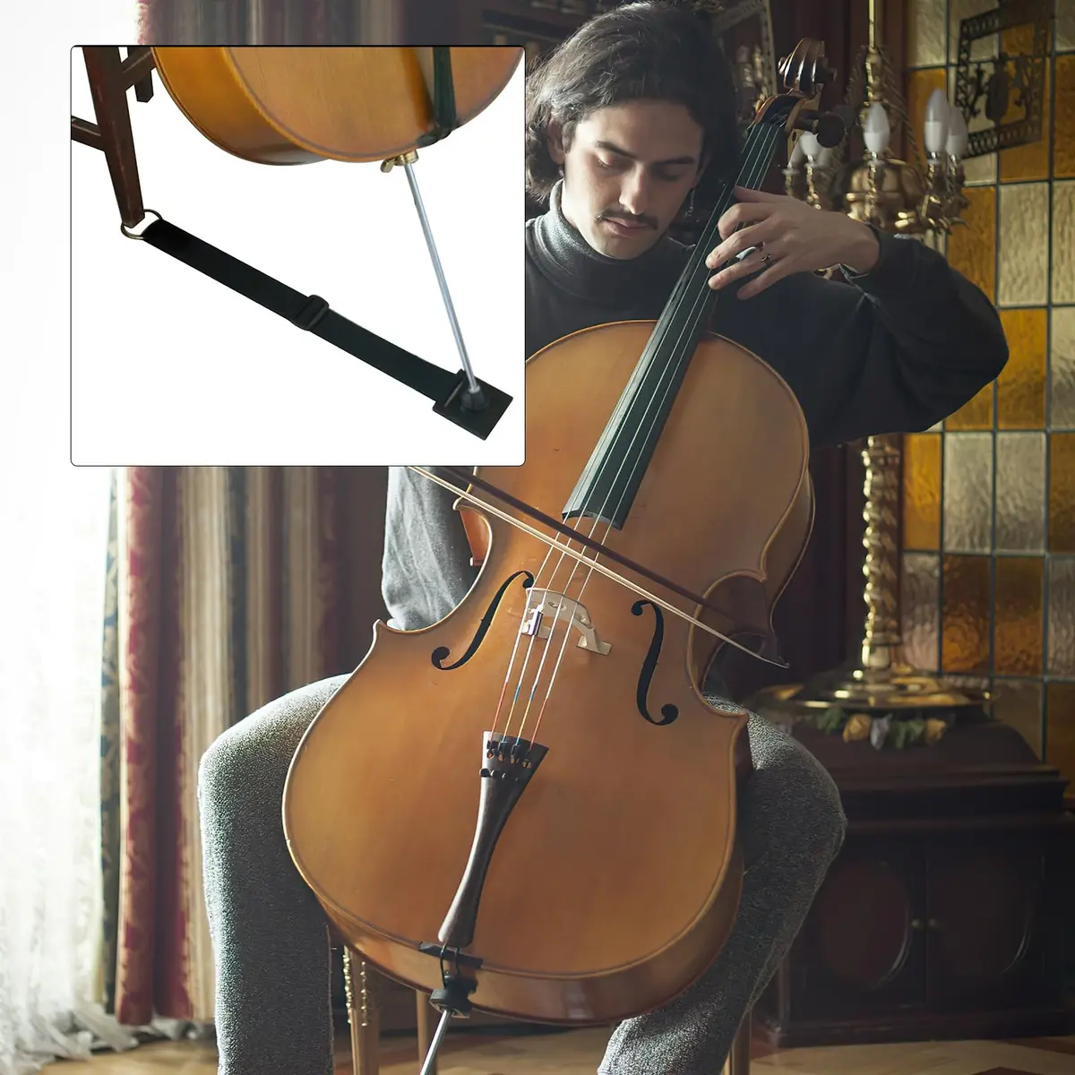rosenice Cello Endpin Anchor Anti-Slip Pad 21.65X3.14 Inch | Non-Skid Floor Protector for Cello Stability - view 6